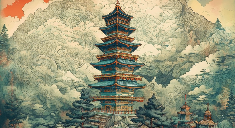 山水画武汉黄鹤楼地标建筑背景,插画/手绘图,插画/手绘图库,插画/手绘图下载,插画/手绘